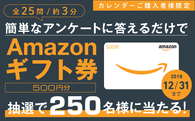 アンケートに答えるだけで抽選で250名様にamazonギフト券プレゼント